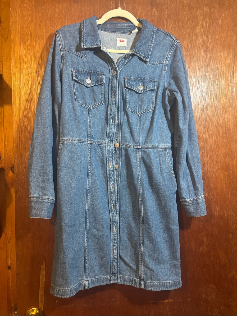 Levi's Classic Blue Denim Button-Front Jacket Dress
